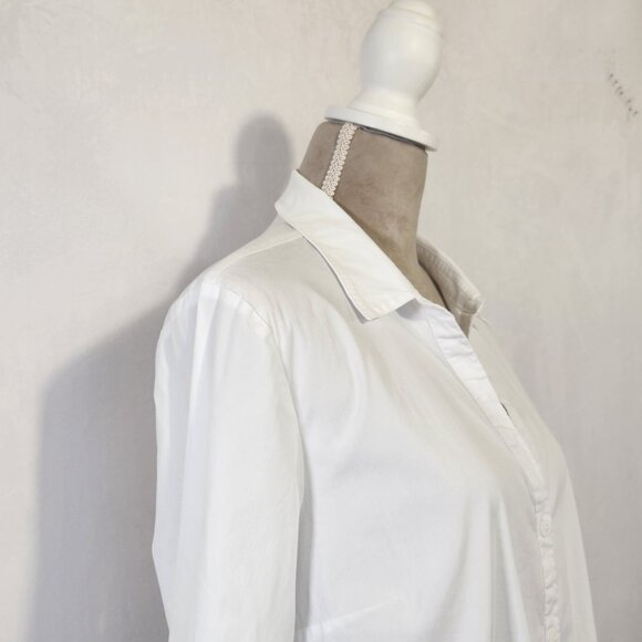 Habitat Clothes To Live In Size XL White V-Neck Button Down Tie Knot Front Top - Picture 8 of 16